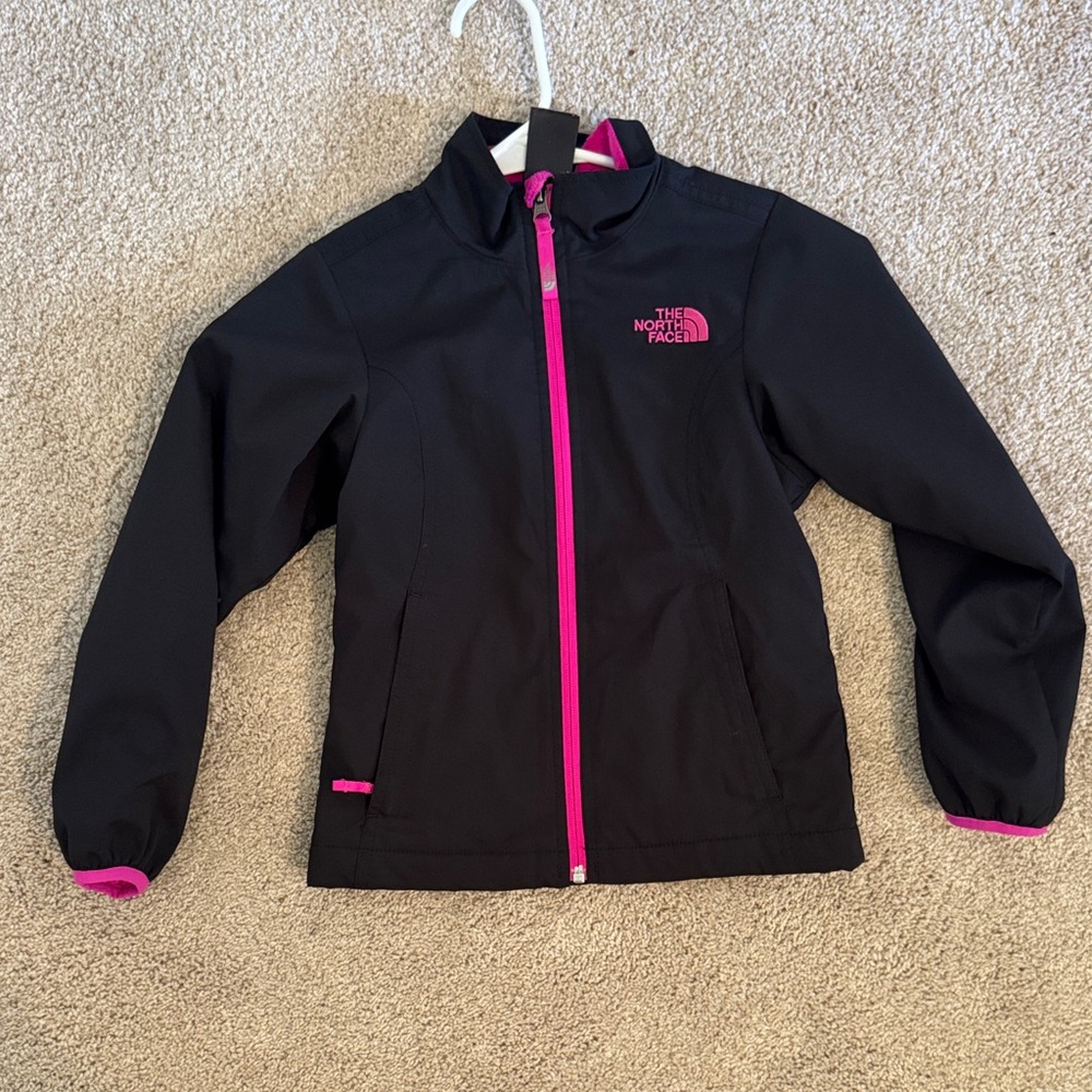 The North Face Kids Black and Pink Raincoat